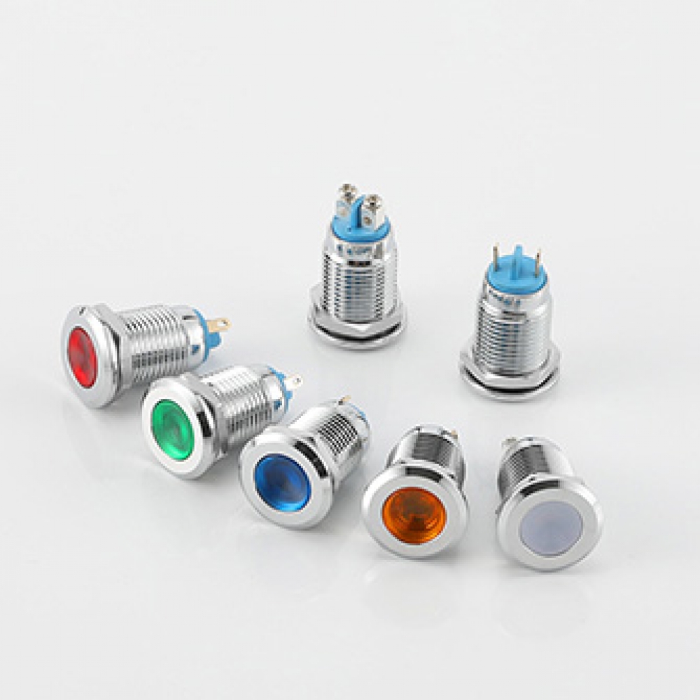 Indicator Lamp 12mm metal waterproof IP67 DC6V/220V screw/pin wire terminals led indicator lights