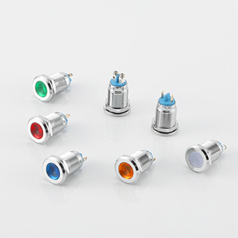 Lámpara indicadora 12 mm metal impermeable IP67 DC6V/220V terminales de cable de tornillo / pin luces indicadoras LED